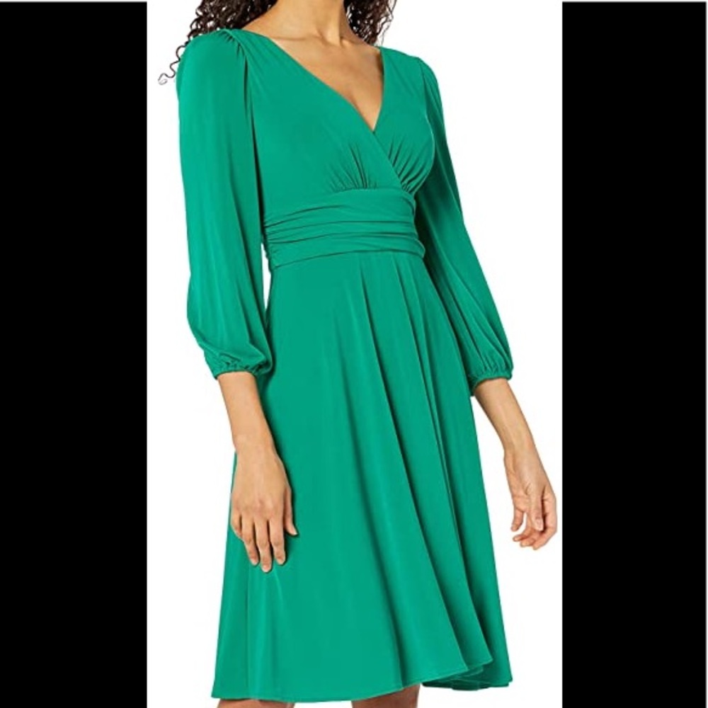 Eliza J faux wrap balloon sleeve jersey dress